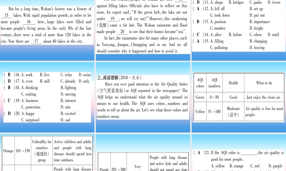 (湖北专用版)版中考英语复习 第一篇 教材系统复习 考点精练二十二 九全 Units 13 14实用课件