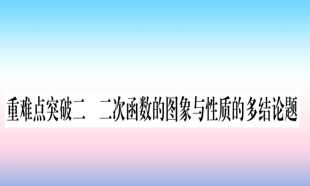 (湖北专版)中考数学总复习 第3轮 压轴题突破 选填题压轴题突破 重难点突破2 二次函数的图像与性质的多结论题习题课件