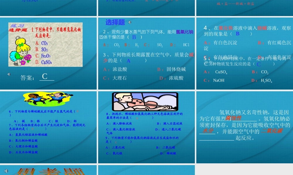 九年级化学 72常见的酸和碱课件5沪教版 课件