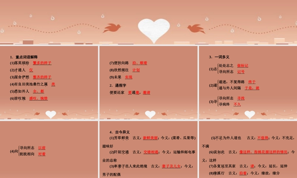 中考语文 第一篇 课内重点文言文梳理二 桃花源记讲解课件