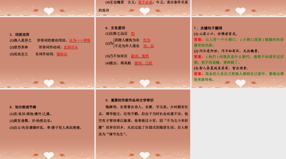 中考语文 第一篇 课内重点文言文梳理二 桃花源记讲解课件