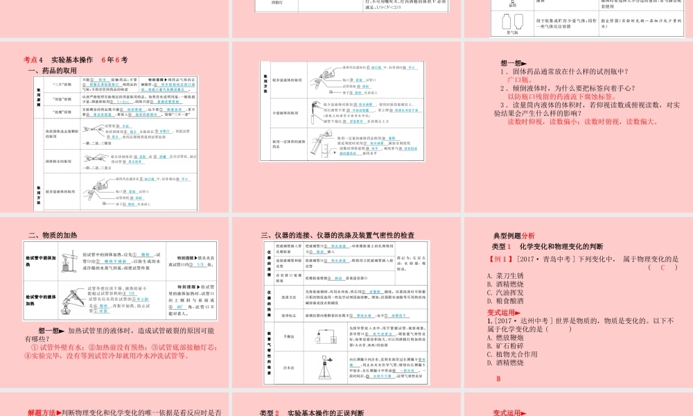 (临沂专版)中考化学总复习 第一部分 系统复习 成绩基石 第一单元 走进化学世界课件 新人教版 课件