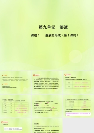 九年级化学下册 第九单元 溶液 课题1 溶液的形成(第1课时)高效课堂课件 (新版)新人教版 课件