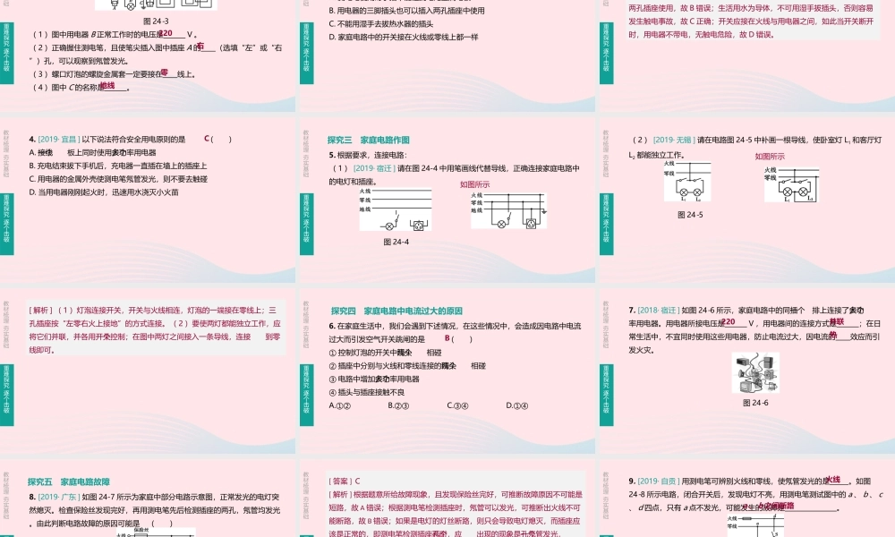 中考物理 第21课时(家庭电路与安全用电)复习课件