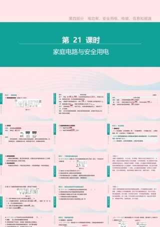 中考物理 第21课时(家庭电路与安全用电)复习课件