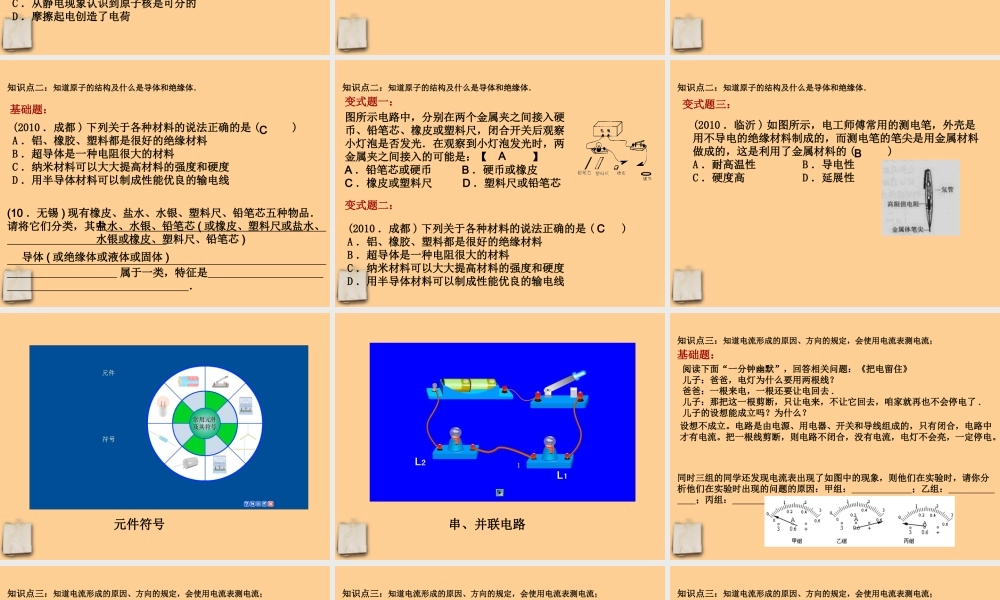 中考物理 电流与电路复习课件 人教新课标版 课件