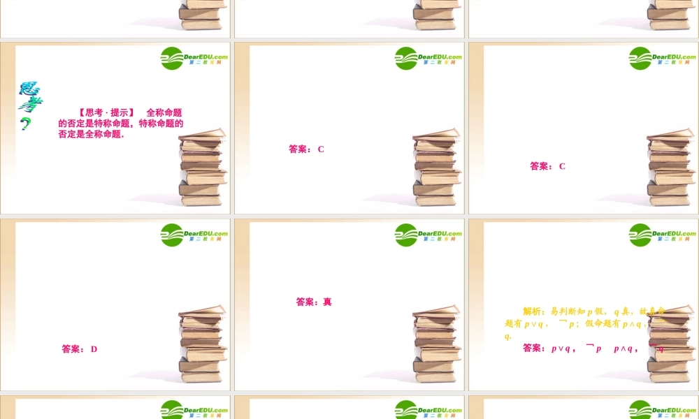 1章3课时 高三数学高考一轮课件-数学优化方案(理科)--第一章 简单的逻辑联结词、全称量词与存在量词人教A版 高三数学高考一轮课件-数学优化方案(理科)--第一章 简单的逻辑联结词、全称量词与存在量词人教A版