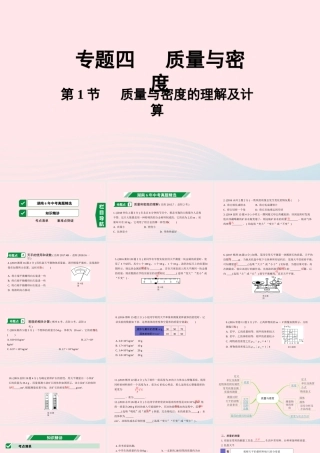 中考物理一轮复习 专题四 质量与密度 第1节 质量与密度的理解及计算课件