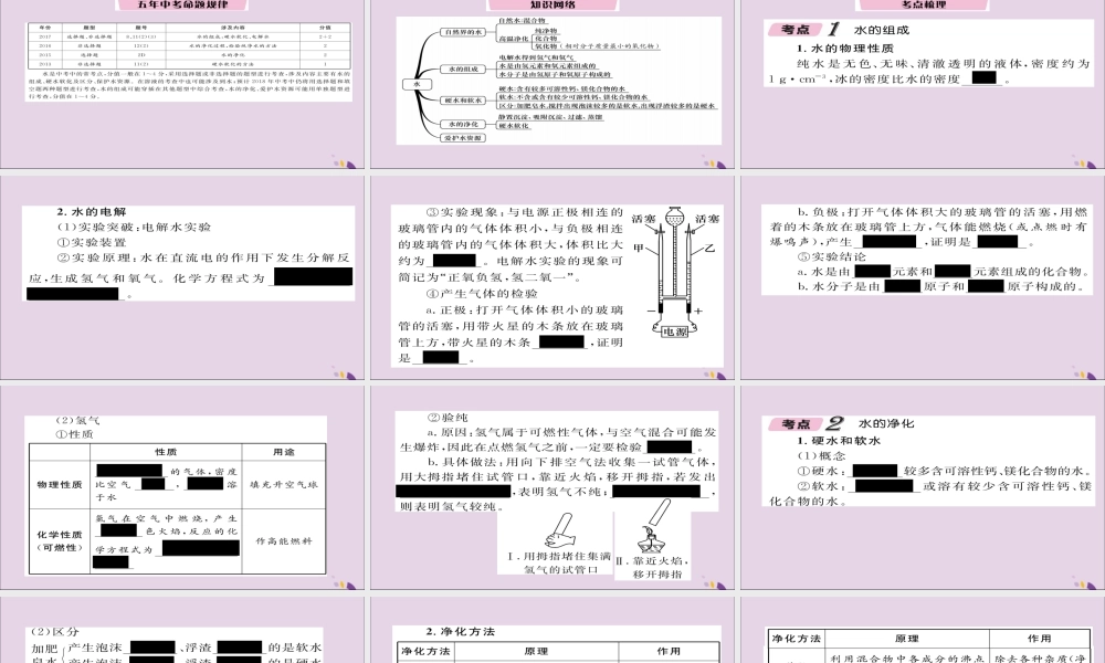 (遵义专版)中考化学总复习 第1编 教材知识梳理篇 第2章 身边的化学物质 课时3 自然界中的水(精讲)课件