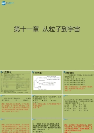 中考物理 高分突破 第十一章 从粒子到宇宙课件 沪粤版 课件