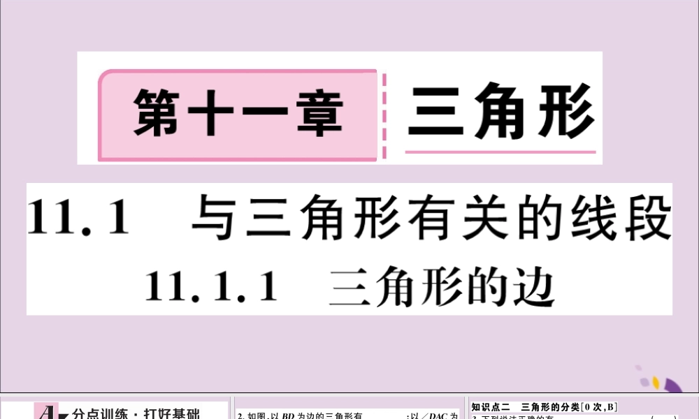 (河北专版)八年级数学上册 11.1 与三角形有关的线段 11.1.1 三角形的边习题课件 (新版)新人教版 课件