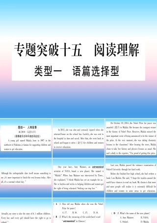 (湖北专用版)版中考英语专题高分练 专题突破十五 阅读理解实用课件
