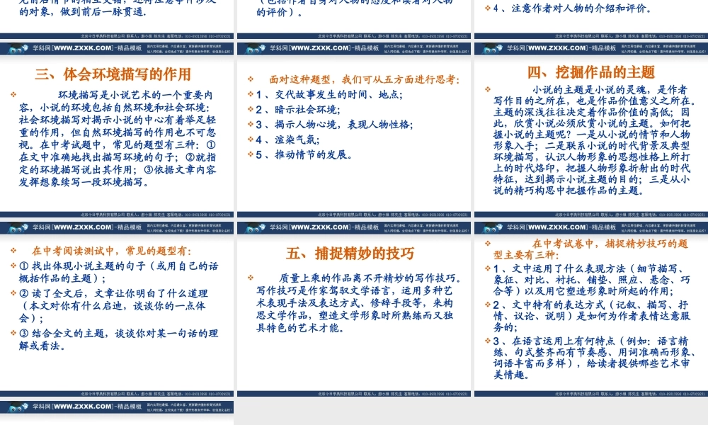 中考语文专题复习：如何阅读小说教学课件