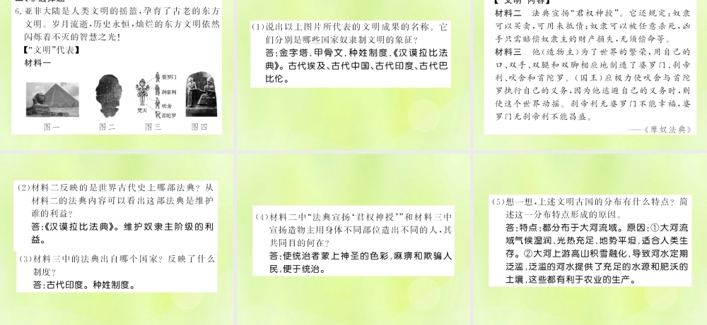 九年级历史上册 第1单元 古代亚非文明整理与复习习题课件 新人教版 课件