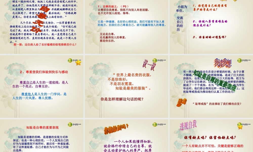 七年级政治下册 第一课第一节 自尊是人人都需要的课件 新人教版 课件