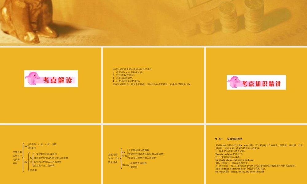 中考英语语法考点专题复习2 冠词课件