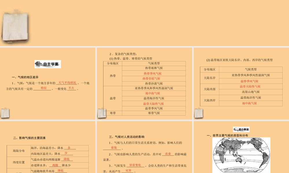 七年级地理上册 第三章 第四节(世界的气候)课件 人教新课标版 课件