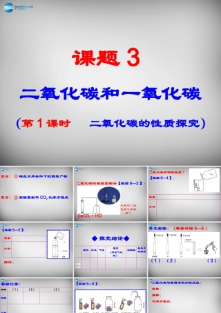 九年级化学上册(第六单元 课题3(二氧化碳和一氧化碳)二氧化碳的性质探究)课件 (新版)新人教版 课件