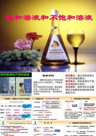 九年级化学饱和溶液和不饱和溶液课件