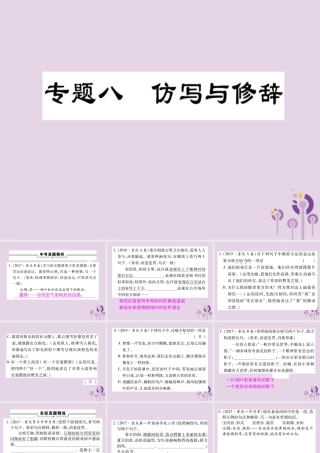 中考语文复习 第一部分 语文知识及运用 专题八 仿写与修辞课件