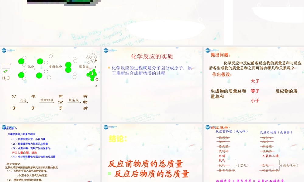 九年级化学全册 51 化学反应中的质量守恒课件 (新版)鲁教版 课件