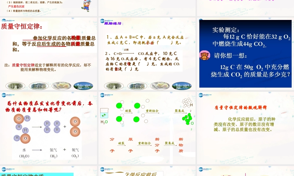 九年级化学全册 51 化学反应中的质量守恒课件 (新版)鲁教版 课件