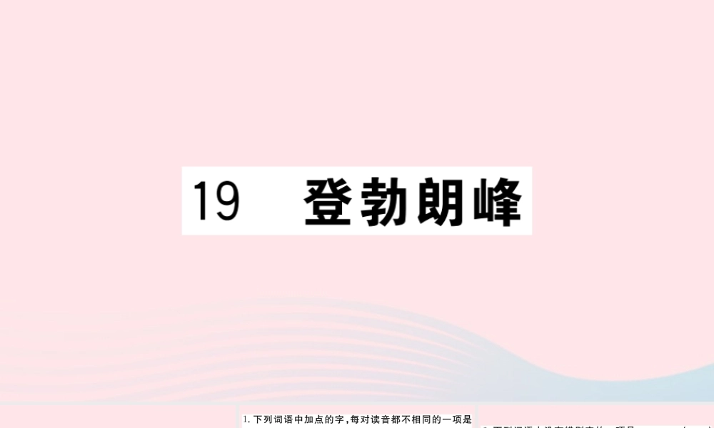 (河南专版)八年级语文下册 第五单元 19 登勃朗峰习题课件 新人教版 课件
