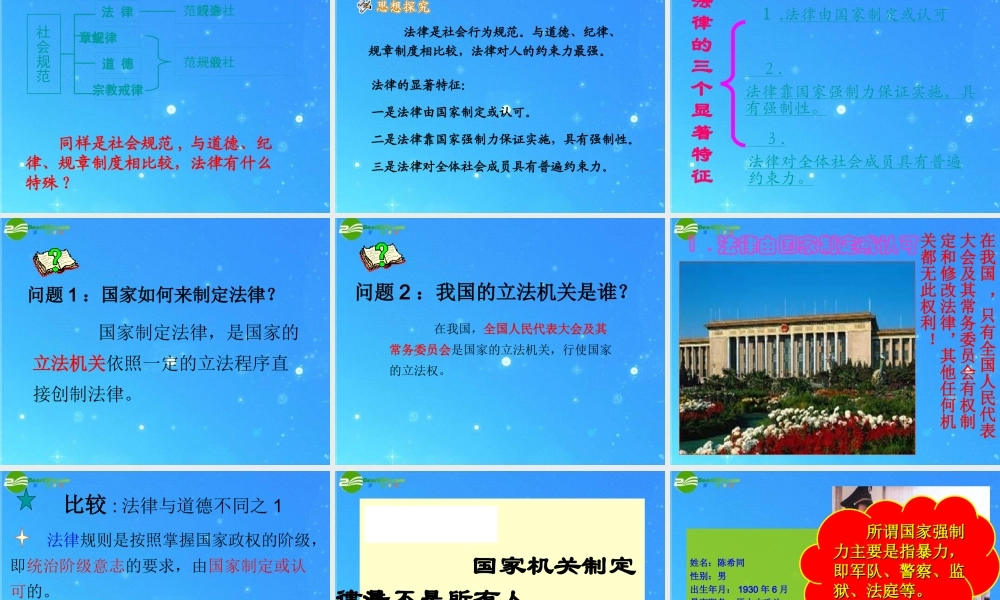 七年级政治上册 第五单元第1节(法律是什么)课件 湘教版 课件