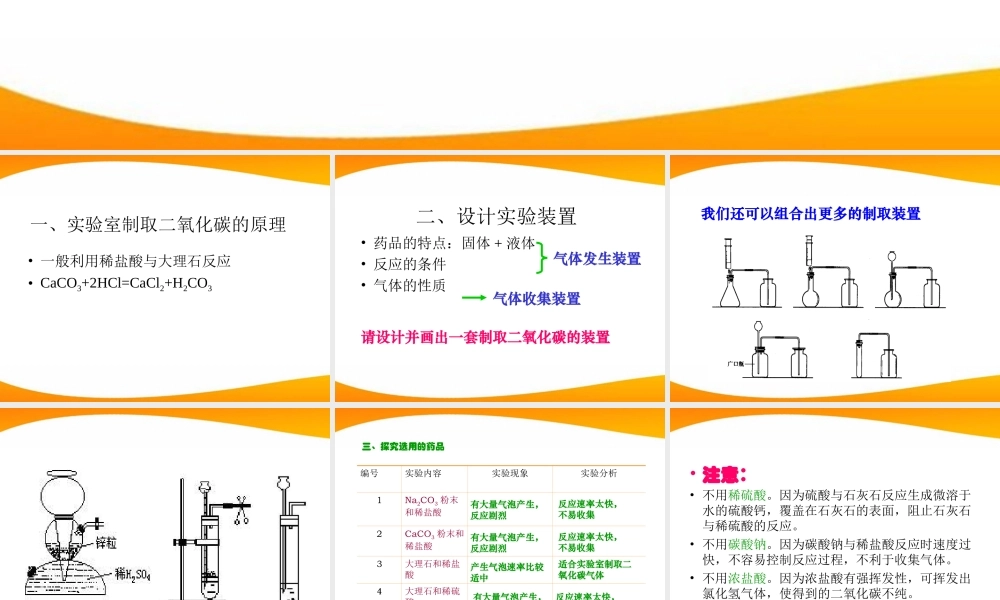 九年级化学 课题2 二氧化碳制取的研究课件 人教新课标版 课件
