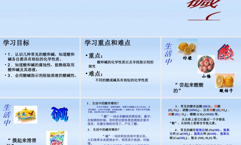九年级化学下册 课题1常见的酸和碱课件 人教新课标版 课件