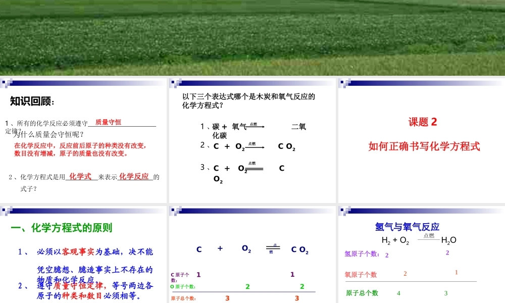 九年级化学如何正确书写化学方程式课件人教版 课件