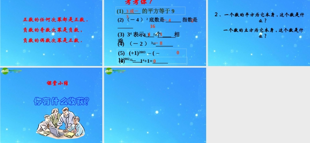 七年级数学上册 2.6(有理数的乘方)(1)课件 苏科版 课件