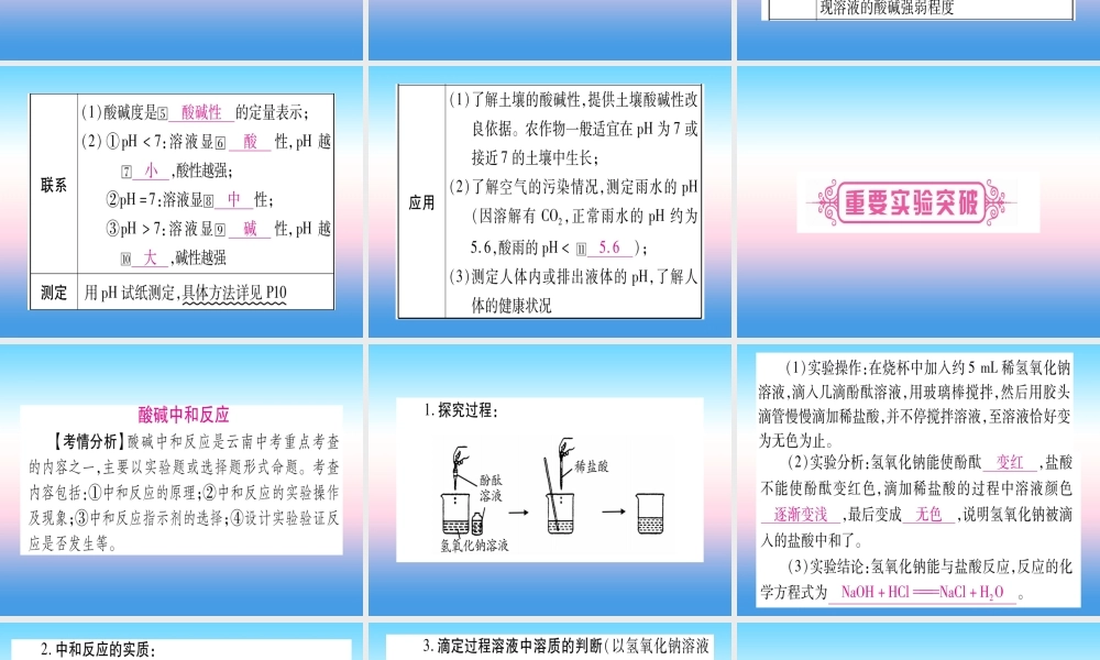 (云南专用)中考化学总复习 第1部分 教材系统复习 九下 第10单元 酸和碱 第2课时 酸和碱的中和反应(精讲)课件