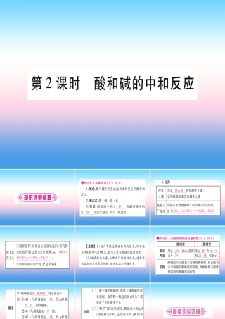 (云南专用)中考化学总复习 第1部分 教材系统复习 九下 第10单元 酸和碱 第2课时 酸和碱的中和反应(精讲)课件
