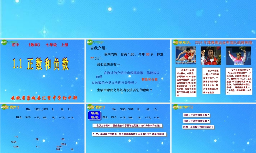 七年级数学上册 2.1(正数和负数 )课件 冀教版 课件