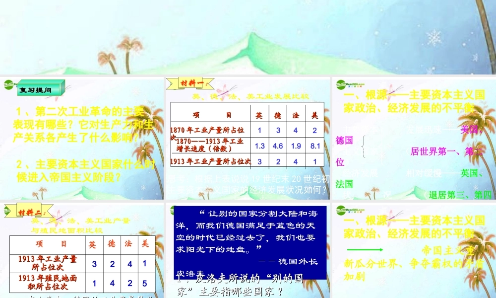 九年级历史上册 第七单元(第一次世界大战)课件 人教新课标版 课件