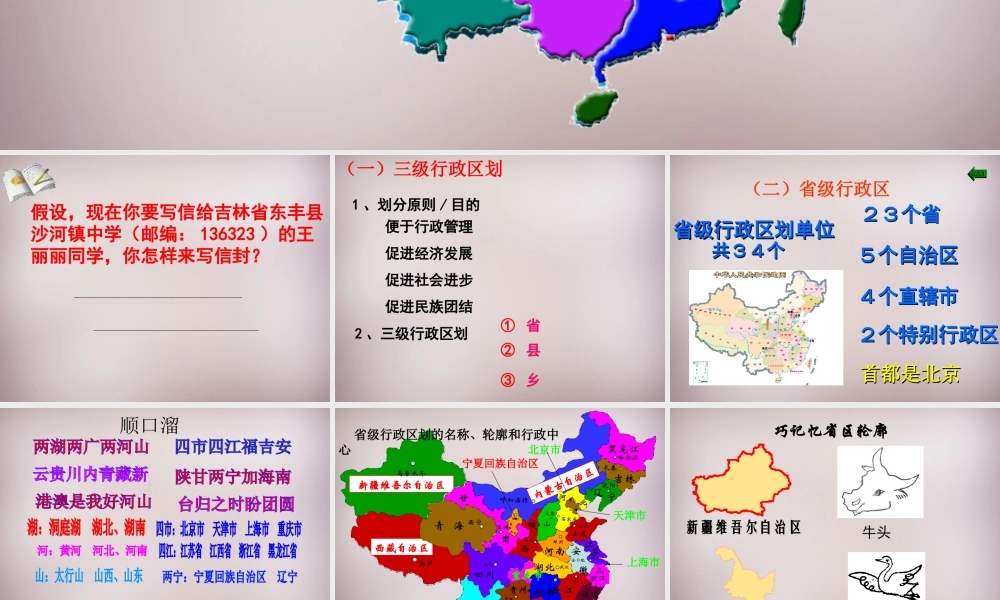 七年级历史与社会下册 第五单元 第1课 第2框(中国的行政区划)课件2 人教版 课件