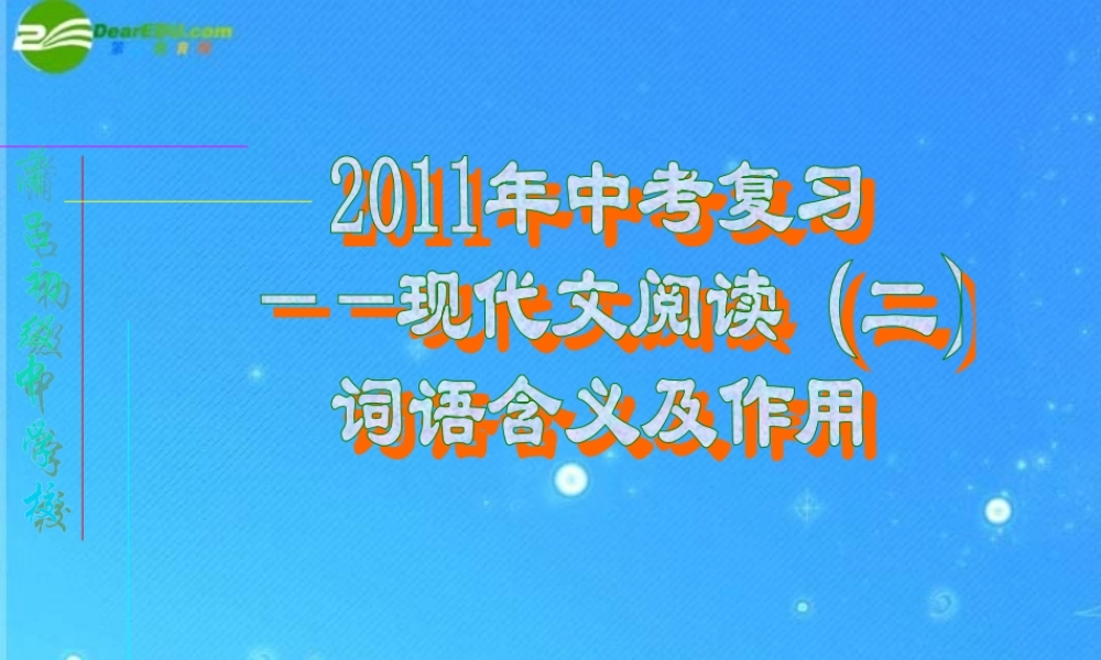 中考语文专题复习 词语含义及作用 课件 人教新课标版 课件