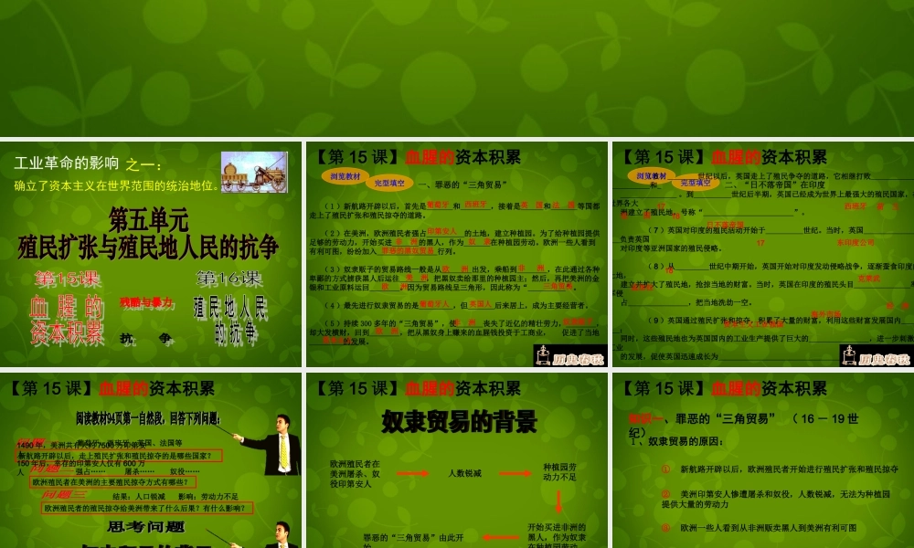 九年级历史上册 第15课(血腥的资本积累)课件 新人教版 课件