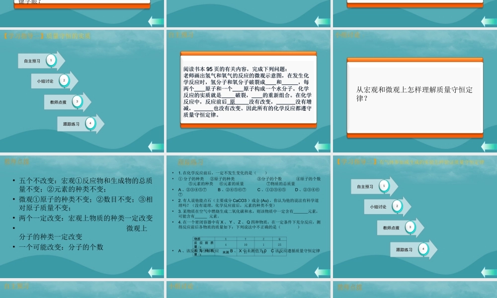 九年级化学上册 第五单元 化学方程式 课题1 质量守恒定律 第1课时 质量守恒定律课堂导学课件 (新版)新人教版 课件