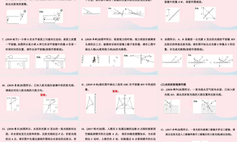 中考物理二轮复习 第2板块 专题1 作图题 一 光学作图课件