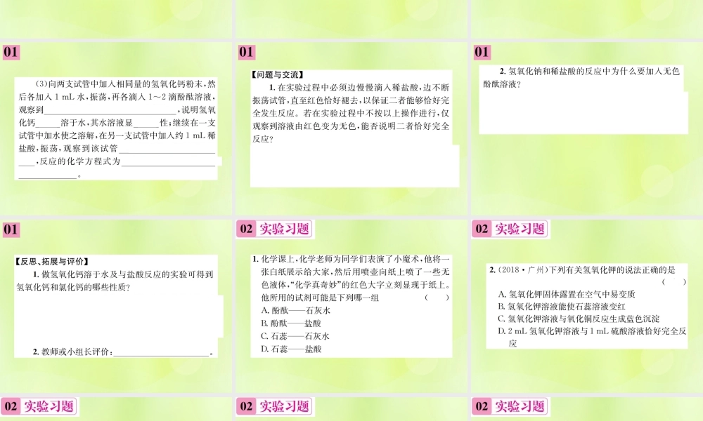 九年级化学下册 第十单元 酸和碱 实验活动6 酸、碱的化学性质复习课件 (新版)新人教版 课件