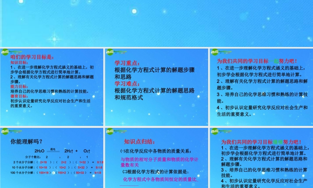 九年级化学 第四节 化学反应中的有关计算课件 鲁教版 课件