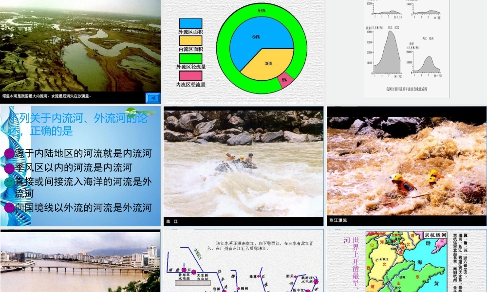 七年级地理上册 第三章第四节 中国的河流和湖泊课件 中图版 课件