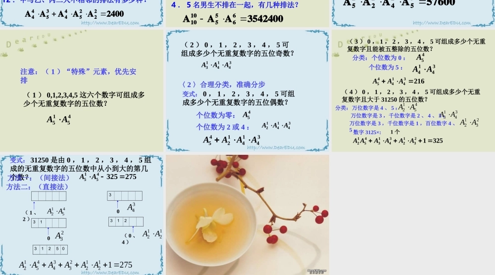 10.2排列应用问题 高二数学排列 组合和二项式定理ppt课件集一 人教版 高二数学排列 组合和二项式定理ppt课件集一 人教版