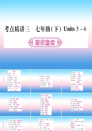 中考英语准点备考 第一部分 教材系统复习 考点精讲三 七下 Units 5 6课件