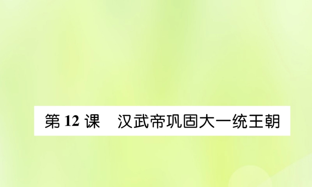 七年级历史上册 第3单元 秦汉时期：统一多民族国家的建立和巩固 第12课 汉武帝巩固大一统王朝课件 新人教版 课件