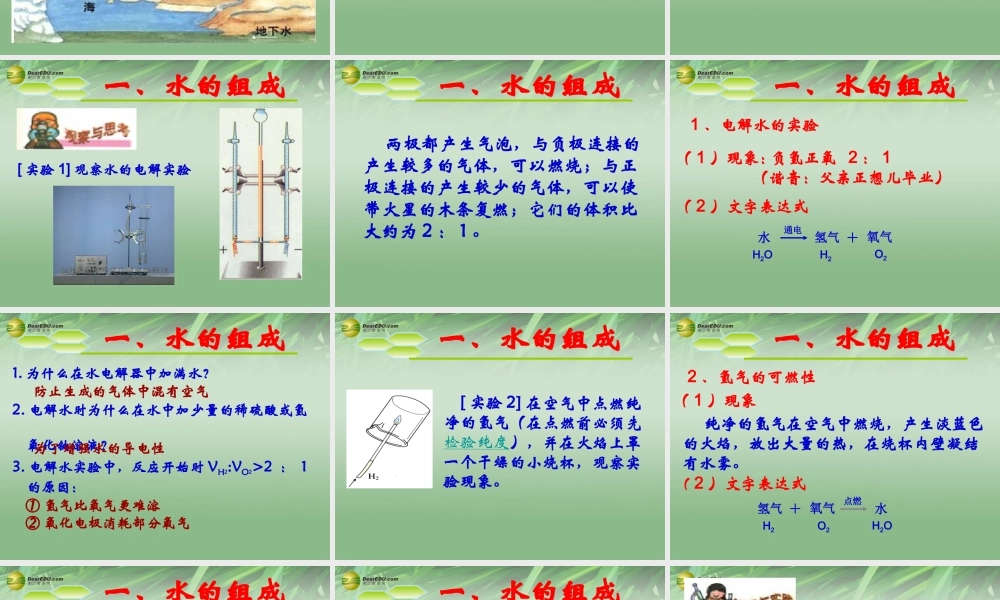 九年级化学 自然界中的水(第一课时)复习课件