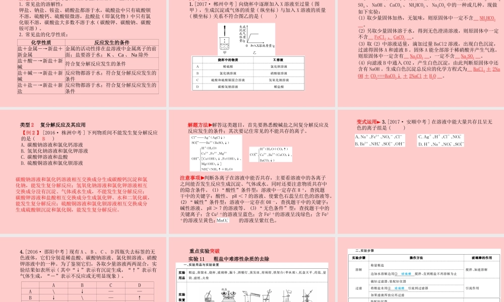 (临沂专版)中考化学总复习 第一部分 系统复习 成绩基石 第十一单元 盐 化肥课件 新人教版 课件