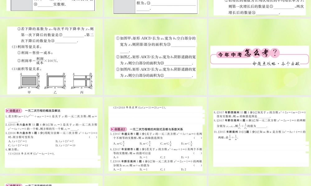 (贵州专版)中考数学总复习 第1轮 教材知识梳理 第2章 方程(组)与一元一次不等式(组)第6节课件